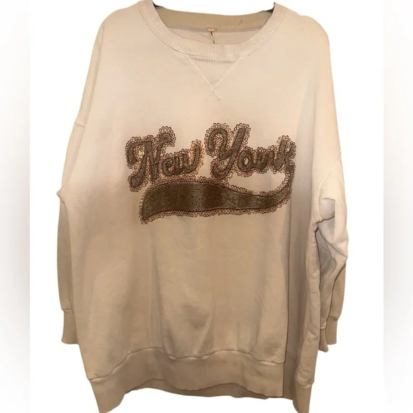 Free People Bali Drifter Sweatshirt Beaded New York Size Small$198